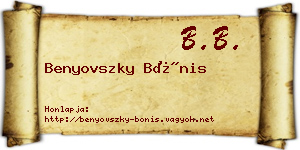 Benyovszky Bónis névjegykártya